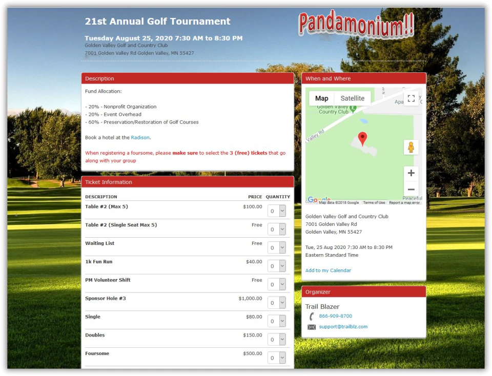 screenshot of Trail Blazer Non-Profit Manager